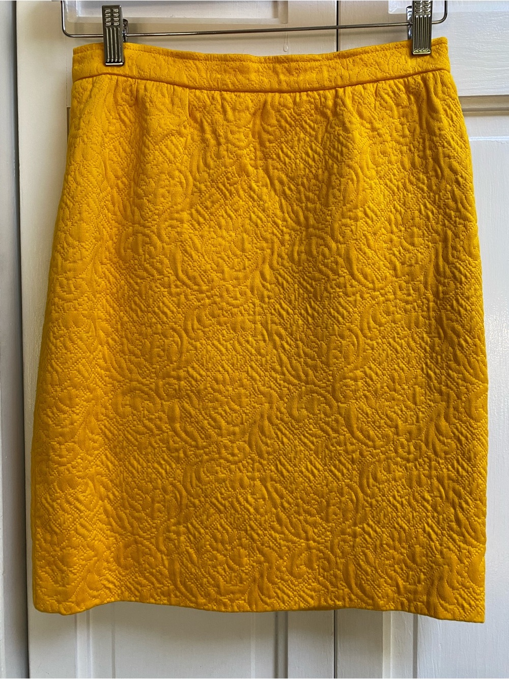 Vtg Ungaro Parallele Paris Yellow/Orange Maltelasse Quilted Pencil Skirt size 10